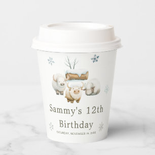 Niedlicher Winter arktische Kuh Geburtstag Pappbecher