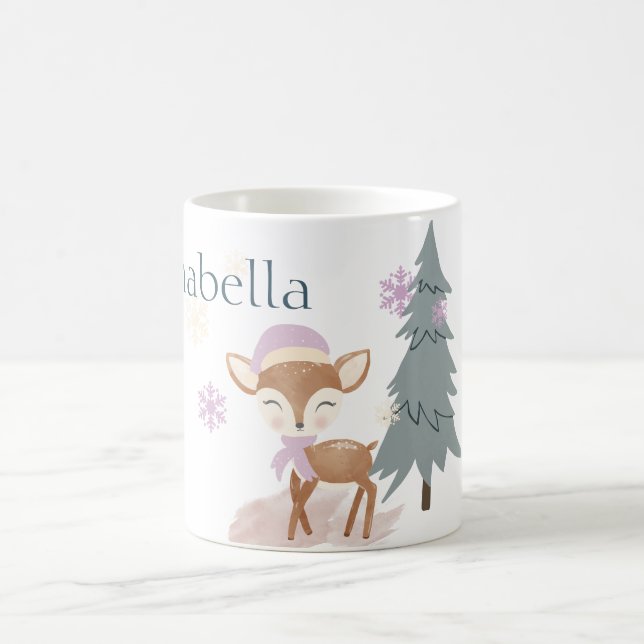Niedlicher Winter Baby Deer Female Fawn Kaffeetasse (Mittel)