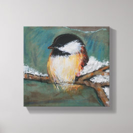 Niedlicher Winter Black Capped Chickadee Canvas Pr Leinwanddruck