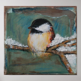 Niedlicher Winter Black Capped Chickadee Kunst, Di Poster