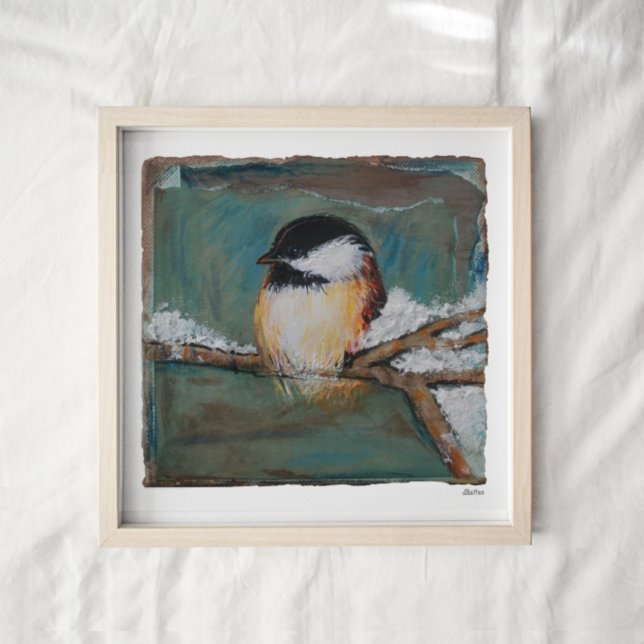 Niedlicher Winter Black Capped Chickadee Kunst, Di Poster (Von Creator hochgeladen)