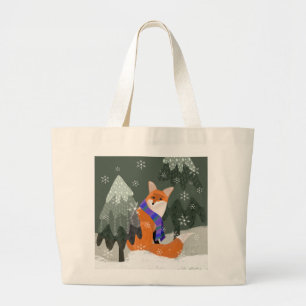 Niedlicher Winter Fox Tote Bag Jumbo Stoffbeutel