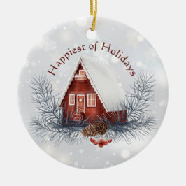 Niedlicher Winter Hütte Weihnachtsfeiertag Keramik Ornament