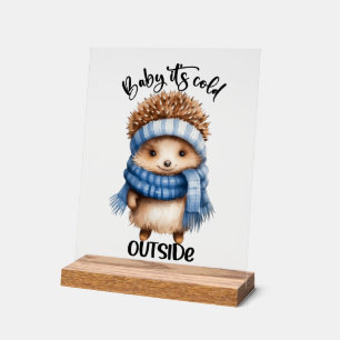 Niedlicher Winter Igel draußen kalt Acrylschild