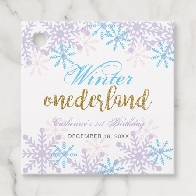 Niedlicher Winter Onederland 1. Geburtstag Schneef Geschenkanhänger (Vorderseite)