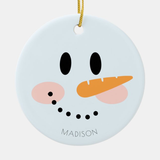 Niedlicher Winter Personalisiert Snowman Fantastis Keramik Ornament (Vorne)