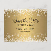 Niedlicher Winter Save the Date wedding Postkarte