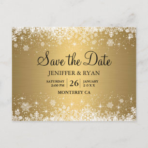 Niedlicher Winter Save the Date wedding Postkarte