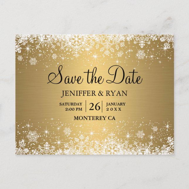 Niedlicher Winter Save the Date wedding Postkarte (Vorderseite)