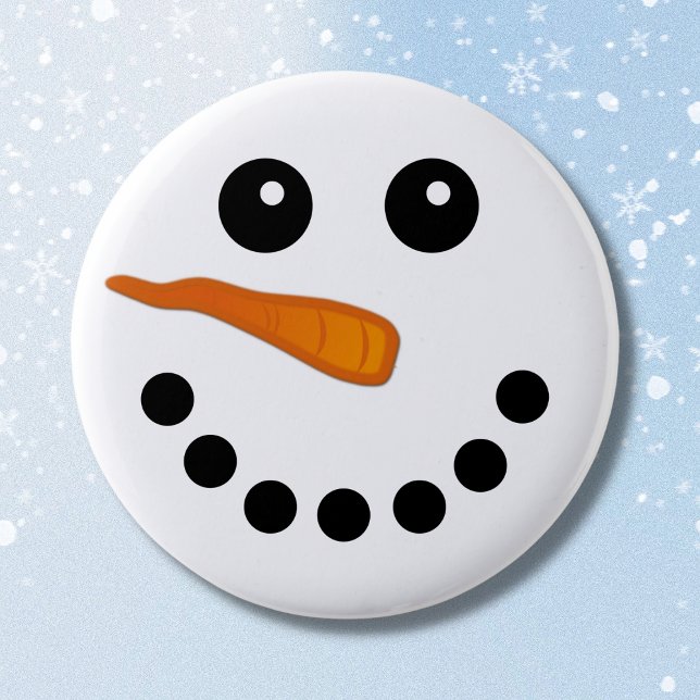 Niedlicher Winter Snowman Face Holiday Pinback Tas Button (Von Creator hochgeladen)