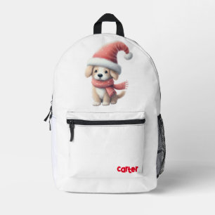 Niedlicher Winter/Weihnachts-Welpenhund Bedruckter Rucksack
