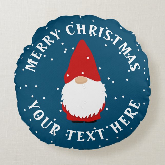 Niedlicher Winter Weihnachtsgnom Rundkissen Rundes Kissen (Vorderseite)