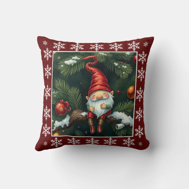 Niedlicher Winter Whimsischer Skandinavier Gnome Kissen (Rückseite)