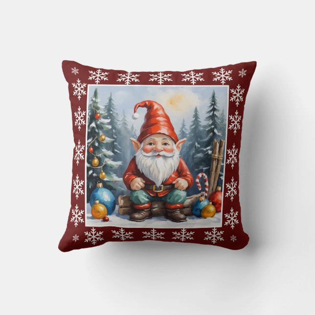 Niedlicher Winter Whimsischer Skandinavier Gnome Kissen (Rückseite)