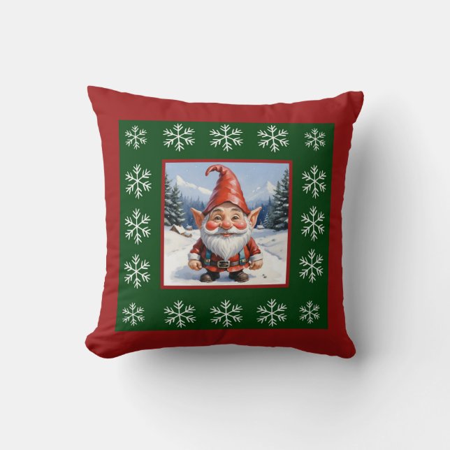 Niedlicher Winter Whimsischer Skandinavier Gnome Kissen (Vorderseite)