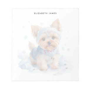 Niedlicher Winter Yorkshire Terrier Dog personalis Notizblock