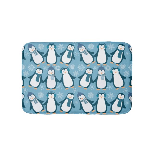 Niedlicher Winterpenguins-Entwurf Badematte (Vorderseite)