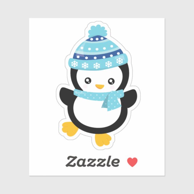 Niedlicher Winterpinguin Aufkleber (Blatt)