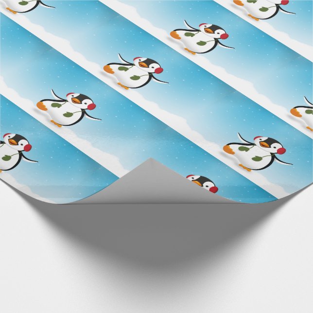 Niedlicher Winterpinguin Geschenkpapier (Ecke)