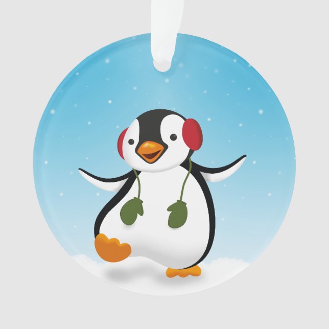 Niedlicher Winterpinguin Ornament (Vorderseite)
