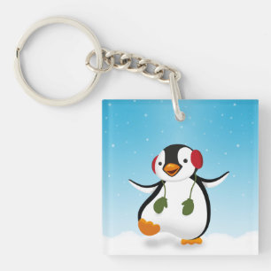 Niedlicher Winterpinguin Schlüsselanhänger