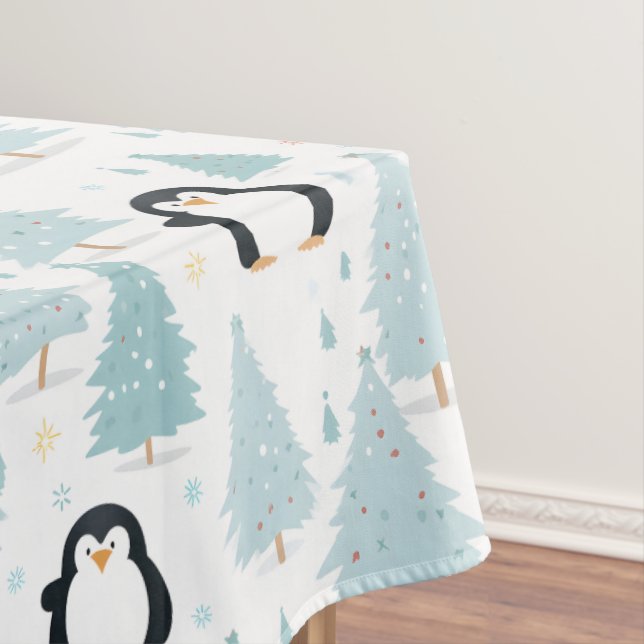 Niedlicher Winterpinguin Weihnachten Blau Tischdecke (Beispiel)