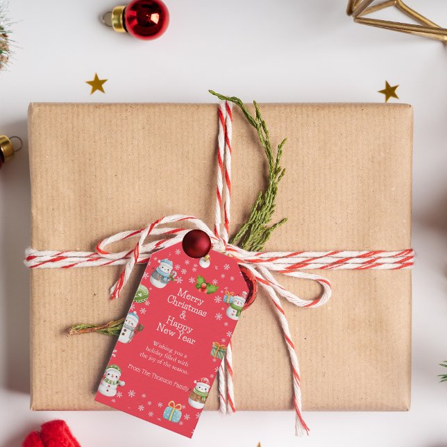 Niedlicher Winterschneemann-Geschenktag Geschenkanhänger (Von Creator hochgeladen)