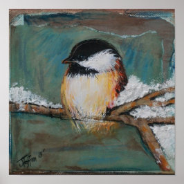 Niedlicher Winterschwarzer Chickadee | Poster
