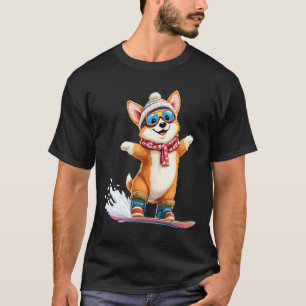 Niedlicher Wintersport in Corgi Snowboarden T-Shirt