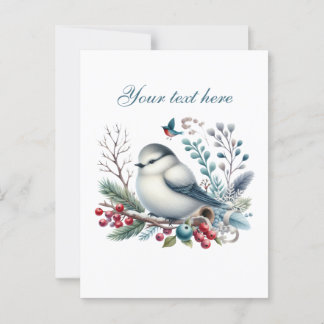 Niedlicher Wintervogel fügt Text hinzu Postkarte