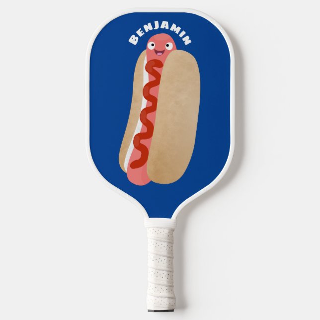 Niedlicher Witzhund Weiner Cartoon Pickleball Schläger (Vorderseite)