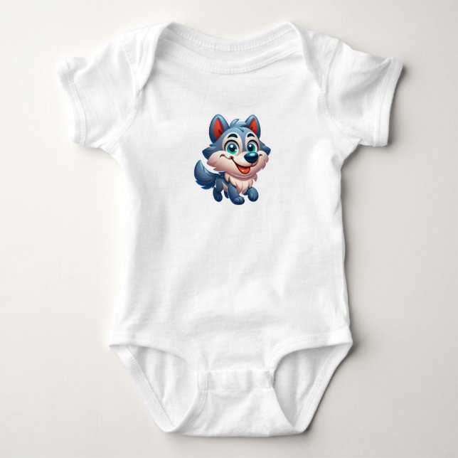 Niedlicher Wolf Baby Strampler (Vorderseite)