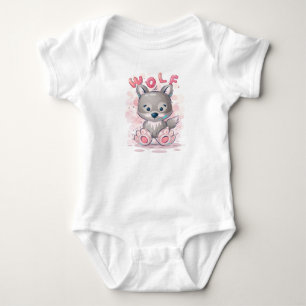 Niedlicher Wolf-Cartoon Baby Strampler