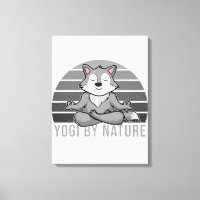 Niedlicher Wolf, der Yoga macht, lustige Yoga-Pose