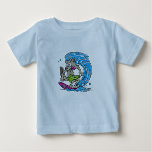 Niedlicher Wolf Surf Cartoon Baby T-shirt