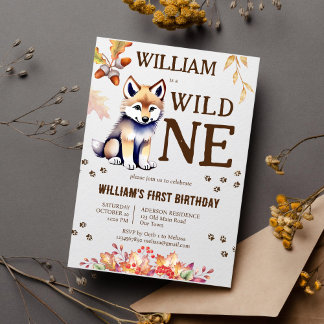 Niedlicher Wolf wilde 1 Wald Geburtstagsparty Einladung