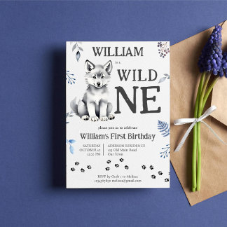 Niedlicher Wolf wilde 1 Wald Geburtstagsparty Einladung