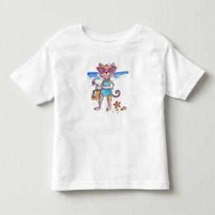 Niedlicher wunderlicher Katz am Strand Kleinkind T-shirt