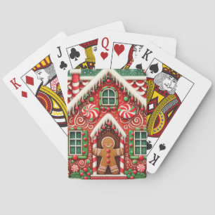 Niedlicher, wunderlicher Lebkuchenmann und -haus Spielkarten