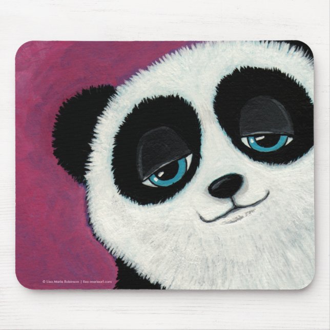 Niedlicher wunderlicher Panda-Bär mit blauen Augen Mousepad (Vorne)