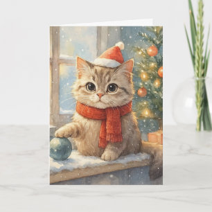 Niedlicher wunderlicher Weihnachtskatze Karte