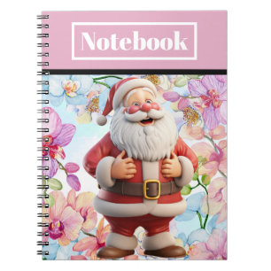 Niedlicher, wunderlicher Weihnachtsmann mit Blumen Notizblock
