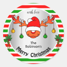 Niedlicher Xmas-Rentier-Spaß Rot und Grüne Streife