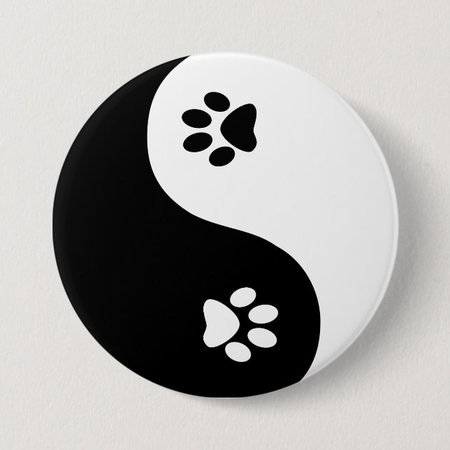 Niedlicher Yin Yang Tatzen-Knopf Button (Vorderseite)