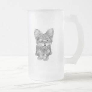 Niedlicher Yorkie Hundemattierte GlasTasse Mattglas Bierglas