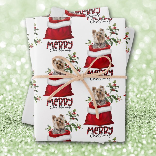 Niedlicher Yorkshire Terrier Dog in der Holiday Gi Geschenkpapier Set (Von Creator hochgeladen)
