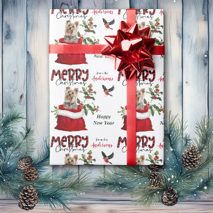 Niedlicher Yorkshire Terrier Dog in der Weihnachts Geschenkpapier