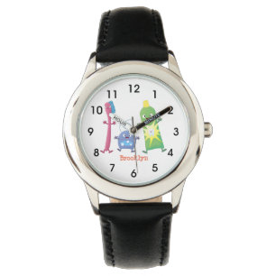 Niedlicher Zahnbürste Zahnpasta-Cartoon Armbanduhr