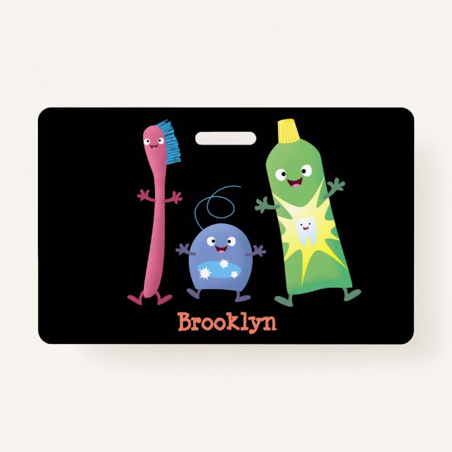 Niedlicher Zahnbürste Zahnpasta-Cartoon Ausweis (Vorderseite)