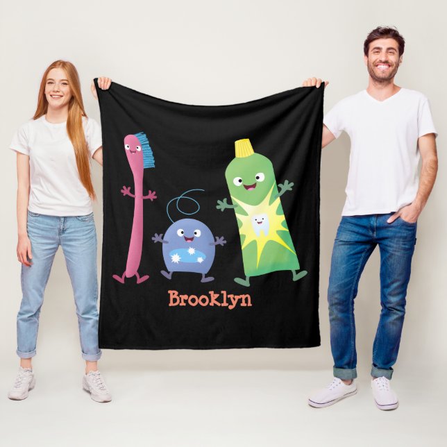 Niedlicher Zahnbürste Zahnpasta-Cartoon Fleecedecke (Beispiel)